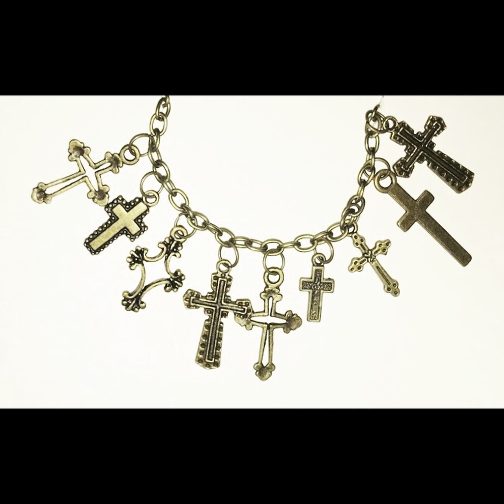 Bronzed cross charm bracelet